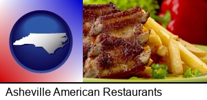 Asheville, North Carolina - an American restaurant entree (back ribs and french fries)
