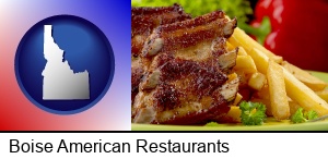 Boise, Idaho - an American restaurant entree (back ribs and french fries)