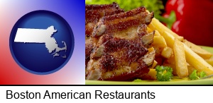 Boston, Massachusetts - an American restaurant entree (back ribs and french fries)