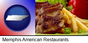 Memphis, Tennessee - an American restaurant entree (back ribs and french fries)