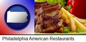 Philadelphia, Pennsylvania - an American restaurant entree (back ribs and french fries)