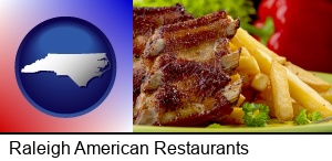 Raleigh, North Carolina - an American restaurant entree (back ribs and french fries)